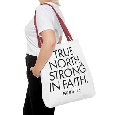 True North Strong in Faith Christian Tote Bag | Psalm 121:1-2 Scripture Gift