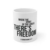 Where the Spirit Is There’s Freedom Christian Mug | 2 Corinthians 3:17 Scripture Gift 11oz White