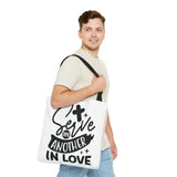 Faith Culture - Serve One Another in Love Christian Tote Bag - Galatians 5:13 Bible Verse