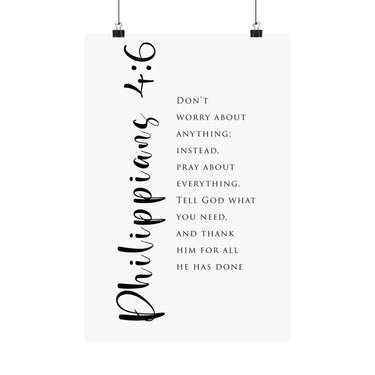 Faith Culture Philippians 4:6 Christian Matte Poster | Prayer Scripture Print 12″ x 18″ Matte