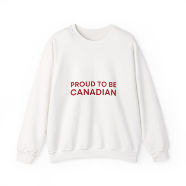 Faith Culture – Proud to Be Canadian Crewneck Sweatshirt – White | Classic Patriotic Statement Pullover