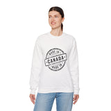 Faith Culture – Made in Canada Crewneck Sweatshirt – White | Vintage Stamp Style Canadian Pride White