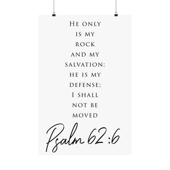 Faith Culture Rock And Salvation Psalm 62:6 Christian Matte Poster | Minimal Typography Scripture Wall Art Print