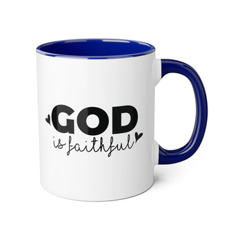 Faith Culture - God Is Faithful - Christian Accent Coffee Mug, 11oz Blue 11oz