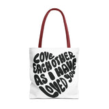 Faith Culture - Serve One Another in Love Christian Tote Bag - Galatians 5:13 Bible Verse 18" × 18'' Red