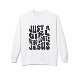 Faith Culture - Just a Girl Who Loves Jesus Christian Sweatshirt Bold Faith Statement Pullover