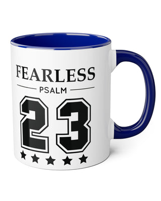 Faith Culture - Fearless Psalm 23 - Christian Accent Coffee Mug, 11oz Blue 11oz