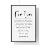 Nothing Can Separate Us framed Christian wall art inspired by Romans 8:38-39, black frame with black and white scripture typography
