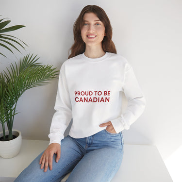 Faith Culture – Proud to Be Canadian Crewneck Sweatshirt – White | Classic Patriotic Statement Pullover