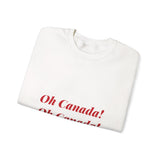 Faith Culture – O Canada Maple Circle Crewneck Sweatshirt – White & Black | Classic Monochrome Anthem Pullover