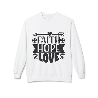 Faith Culture – Faith Hope Love Christian Crewneck Sweatshirt | Bible Verse Inspired Apparel White