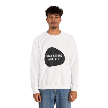 Faith Culture – Strong & Free Minimalist Maple Leaf Crewneck Sweatshirt – White | Cozy Canadian Pride Pullover
