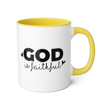 Faith Culture - God Is Faithful - Christian Accent Coffee Mug, 11oz Yellow 11oz