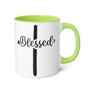 Faith Culture - Blessed at the Cross - Christian Accent Coffee Mug, 11oz Light Green 11oz