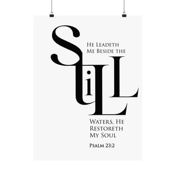 Faith Culture Still Psalm 23:2 Christian Matte Poster | Minimal Typography Scripture Wall Art Print