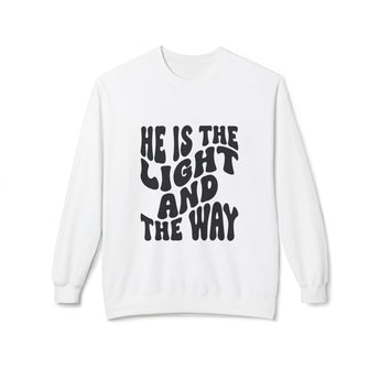 Faith Culture - He Is the Light and the Way Christian Sweatshirt John 8:12 White