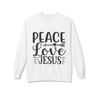 Faith Culture – Peace Love Jesus Christian Crewneck Sweatshirt | Faith-Based Comfort Wear White