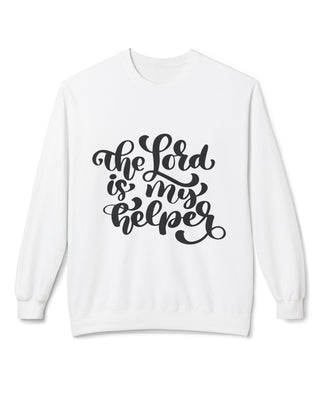 Faith Culture - The Lord Is My Helper Christian Sweatshirt | Hebrews 13:6 Bible Verse Pullover White