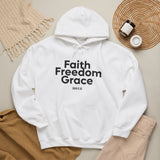 Faith Freedom Grace Christian Hoodie | John 8:36 Bible Verse Apparel