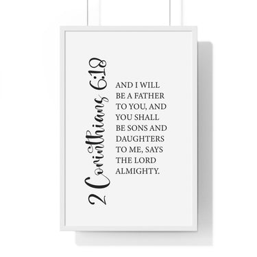 Faith Culture - 2 Corinthians 6:18 Christian Scripture Wall Art Sons and Daughters of God 20" x 30" White