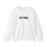 Faith Culture – Set Free Unisex Crewneck Sweatshirt – White | Christian Minimalist Sweatshirt for Everyday Faith