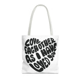 Faith Culture - Serve One Another in Love Christian Tote Bag - Galatians 5:13 Bible Verse 16" × 16'' White