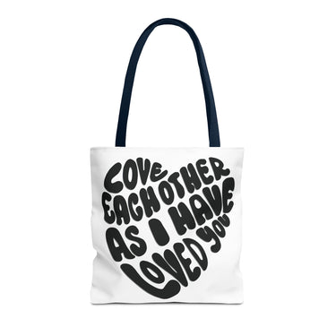 Faith Culture - Serve One Another in Love Christian Tote Bag - Galatians 5:13 Bible Verse 16" × 16'' Navy