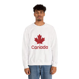 Faith Culture – Bold Maple Canada Crewneck Sweatshirt – White | Iconic National Pride Pullover