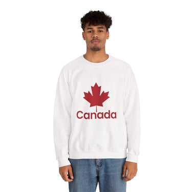 Faith Culture – Bold Maple Canada Crewneck Sweatshirt – White | Iconic National Pride Pullover