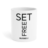 Set Free Christian Mug | Galatians 5:1 Bible Verse Gift 20oz White