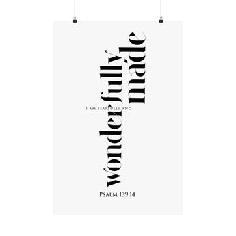 Faith Culture Fearfully and Wonderfully Made Psalm 139:14 Christian Matte Poster | Minimal Typography Scripture Wall Art Print