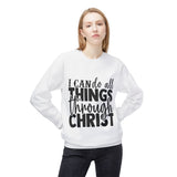 Faith Culture – I Can Do All Things Through Christ Christian Crewneck Sweatshirt | Philippians 4:13 Bible Verse Apparel