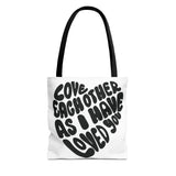 Faith Culture - Serve One Another in Love Christian Tote Bag - Galatians 5:13 Bible Verse 13" × 13'' Black