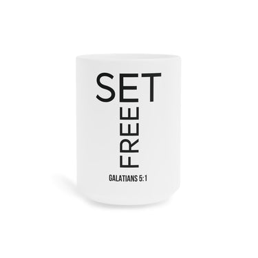 Set Free Christian Mug | Galatians 5:1 Bible Verse Gift 15oz White