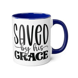 Faith Culture - Saved by His Grace - Christian Accent Coffee Mug, 11oz Blue 11oz