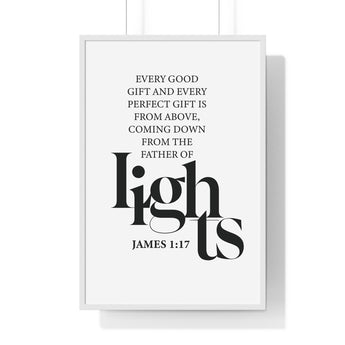 Faith Culture - James 1:17 Christian Scripture Wall Art Father of Lights 24″ x 36″ White