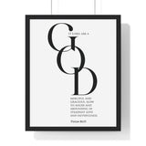 Merciful and Gracious framed Christian wall art inspired by Psalm 86:15, black frame with black and white scripture typography