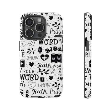 Prayer and Faith Christian Tough Phone Cases iPhone 15 Pro Glossy