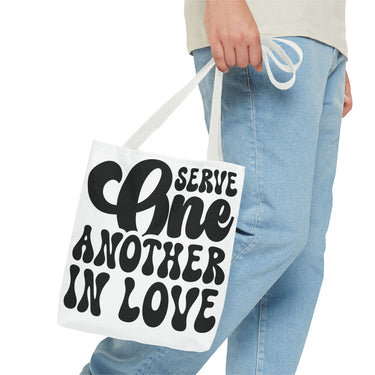 Faith Culture - Serve One Another in Love Christian Tote Bag - Inspirational Bible Verse Galatians 5:13