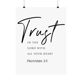 Faith Culture Trust Proverbs 3:5 Christian Matte Poster | Minimal Scripture Wall Art Print