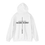 Freedom in Christ Back Print Christian Hoodie | Galatians 5:1 Scripture Apparel White