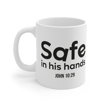 Faith Culture - Safe in His Hands Christian Mug - John 10:29 | Fatherβs Day Faith Mug