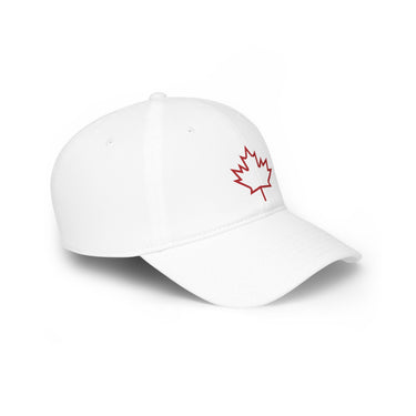 Faith Culture - Red Maple Outline Low Profile Baseball Cap – White | Patriotic Maple Leaf Hat