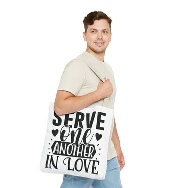 Faith Culture - Serve One Another in Love Christian Tote Bag - Galatians 5:13 Bible Verse