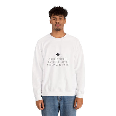 Faith Culture – True North Strong & Free Crewneck Sweatshirt – White | Minimalist Canadian Anthem Pullover