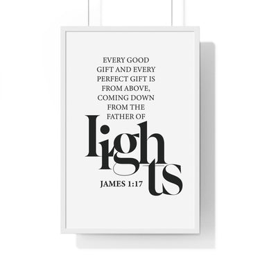 Faith Culture - James 1:17 Christian Scripture Wall Art Father of Lights 20" x 30" White