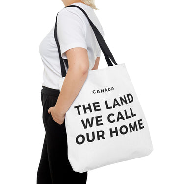 Faith Culture – The Land We Call Our Home Tote Bag | Sentimental Canadian Heritage Carryall 18" × 18'' Black