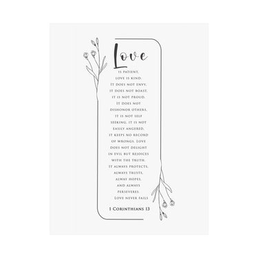 Faith Culture Love Is Patient 1 Corinthians 13 Christian Matte Poster | Love Never Fails Scripture Wall Art Print