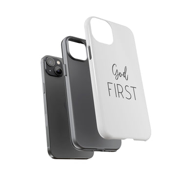 Faith Culture – God First Christian Tough Phone Case iPhone 14 Plus Glossy