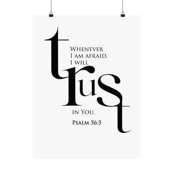 Faith Culture Trust Psalm 56:3 Christian Matte Poster | Minimal Typography Scripture Wall Art Print